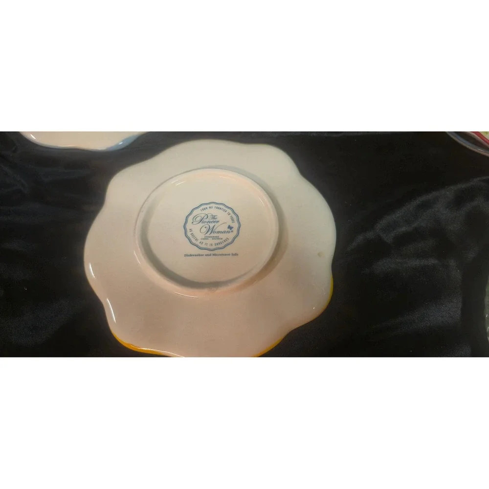 Pioneer Woman Floral Stoneware Appetizer Plates Set of 4 Scalloped 6.5 Inch